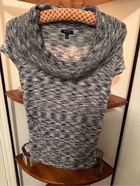 Apt. 9 Metallic Silver-Black Cowl Neck Cap-Sleeved Knit Top